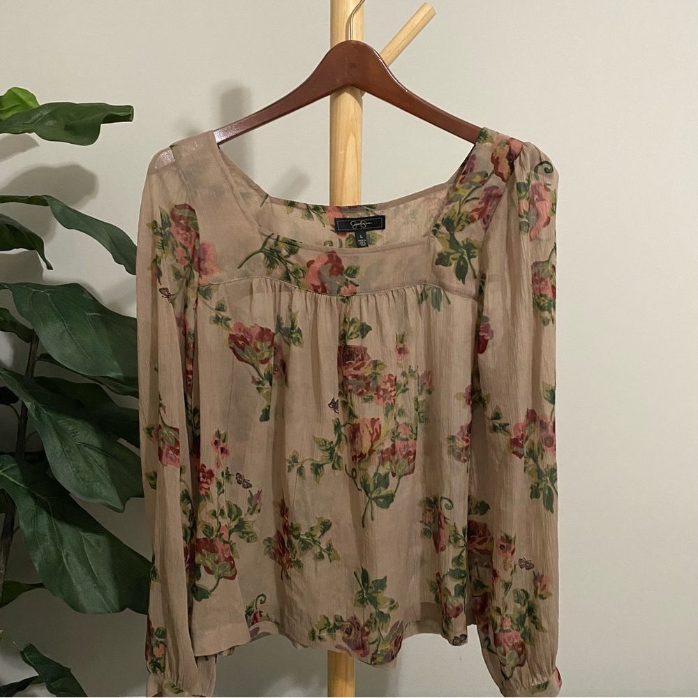 Jessica Simpson Floral Beige Blouse